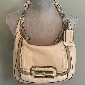 Coach Cream Reptile Snake detail Leather Bag